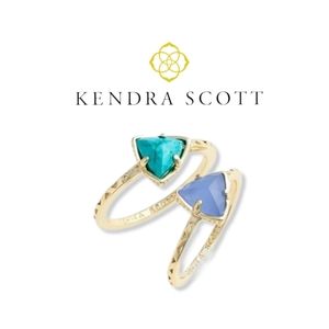 Kendra Scott 2pk blue and turquoise rings 14K Gold Plated Over Brass Size 6